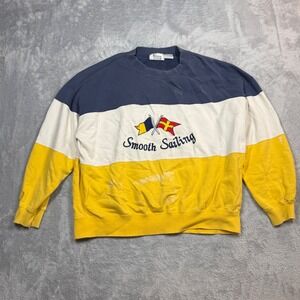 Vintage Kenny Rogers Sweatshirt Mens XL Blue Yellow Smooth Sailing 90s Stained